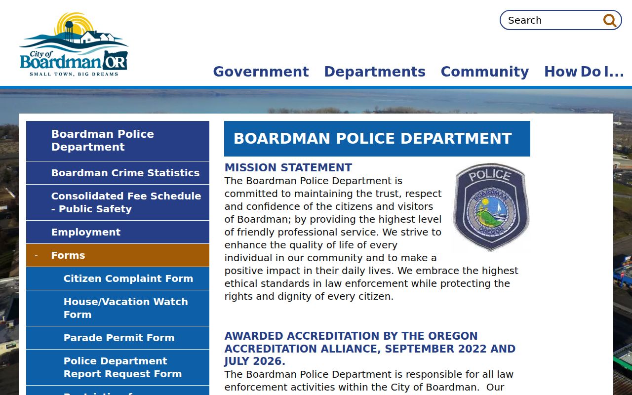 Boardman criminal history police records channel
