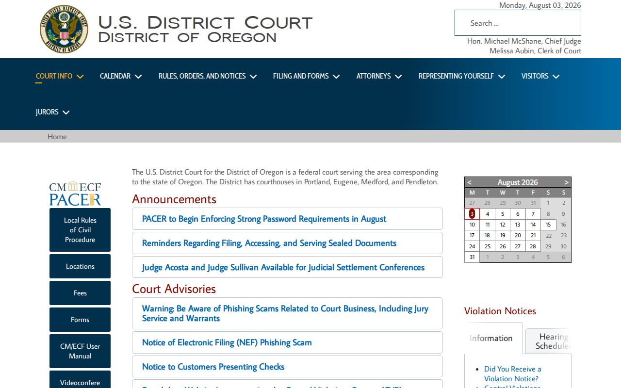 Boardman criminal history District of Oregon court source