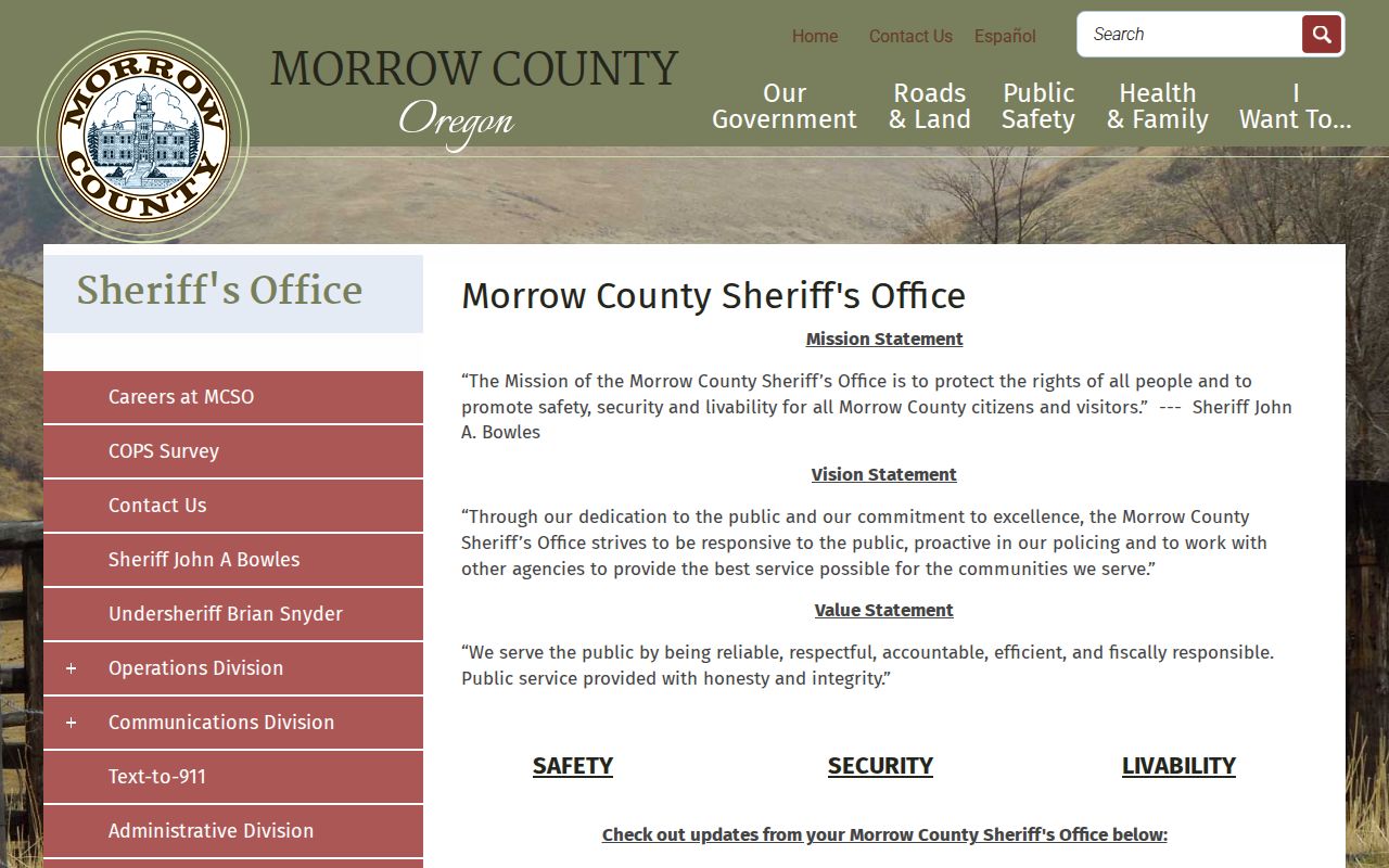 Morrow County criminal history sheriff records source