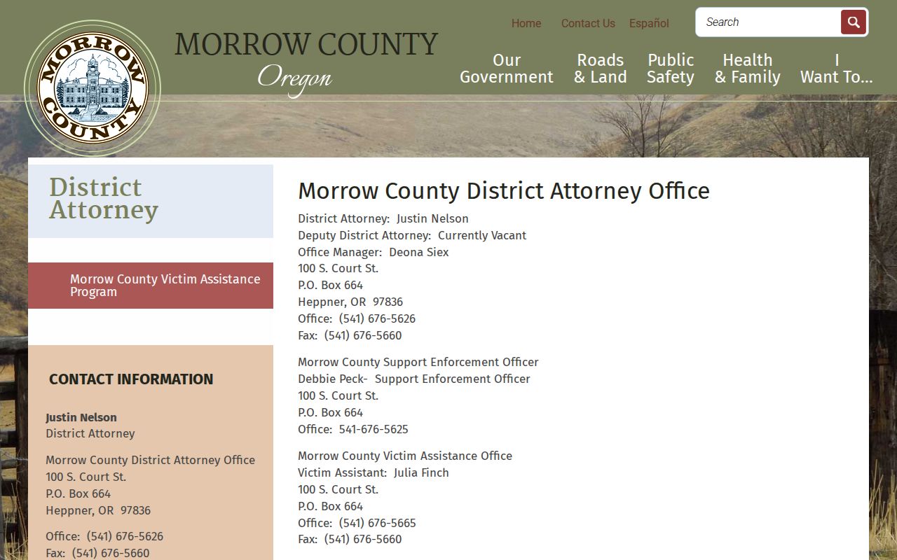 Morrow County criminal history District Attorney source