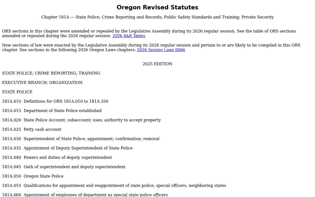 Morrow County criminal history statutes in Oregon law