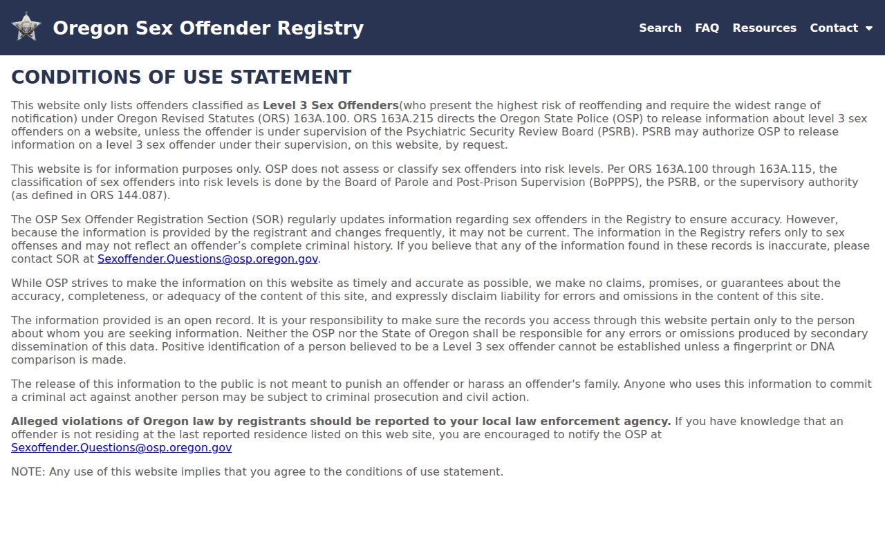 Morrow County sex offender registry search in Oregon