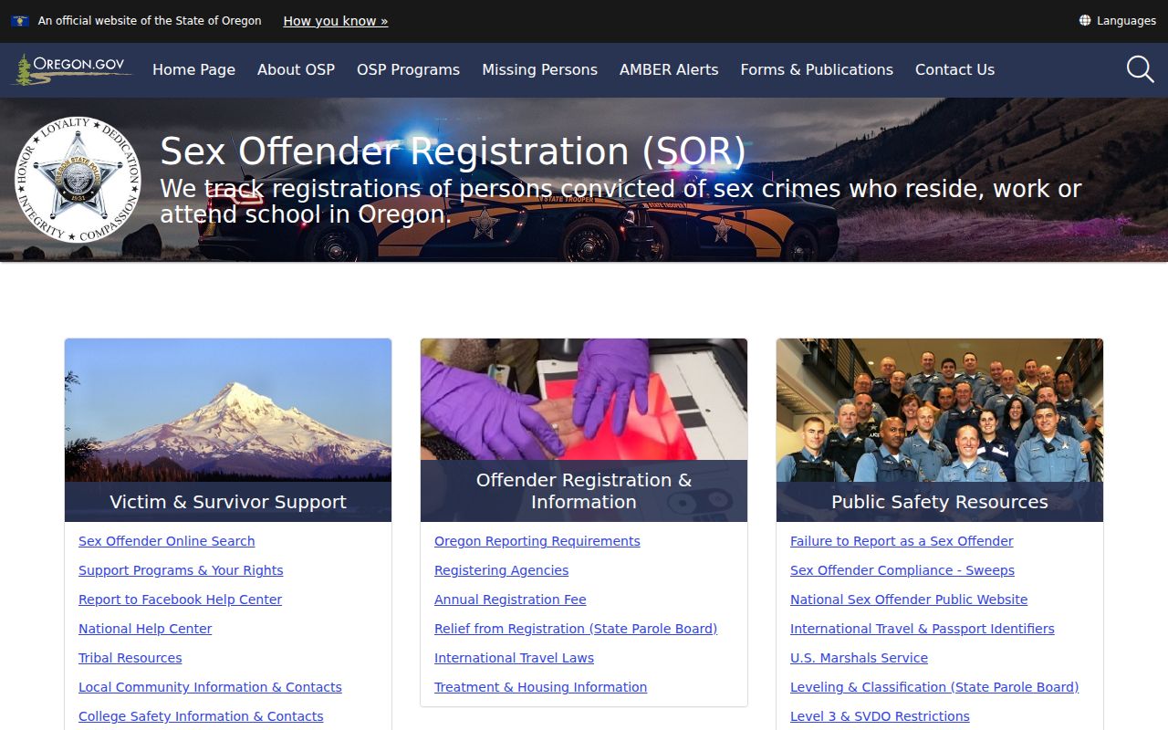 Morrow County sex offender registration resources from OSP